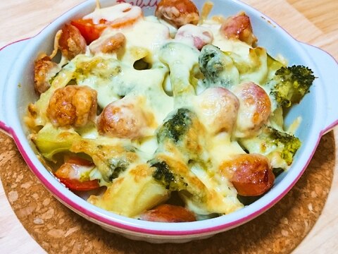 野菜とｳｲﾝﾅｰのｵｲﾙﾁｰｽﾞ焼き